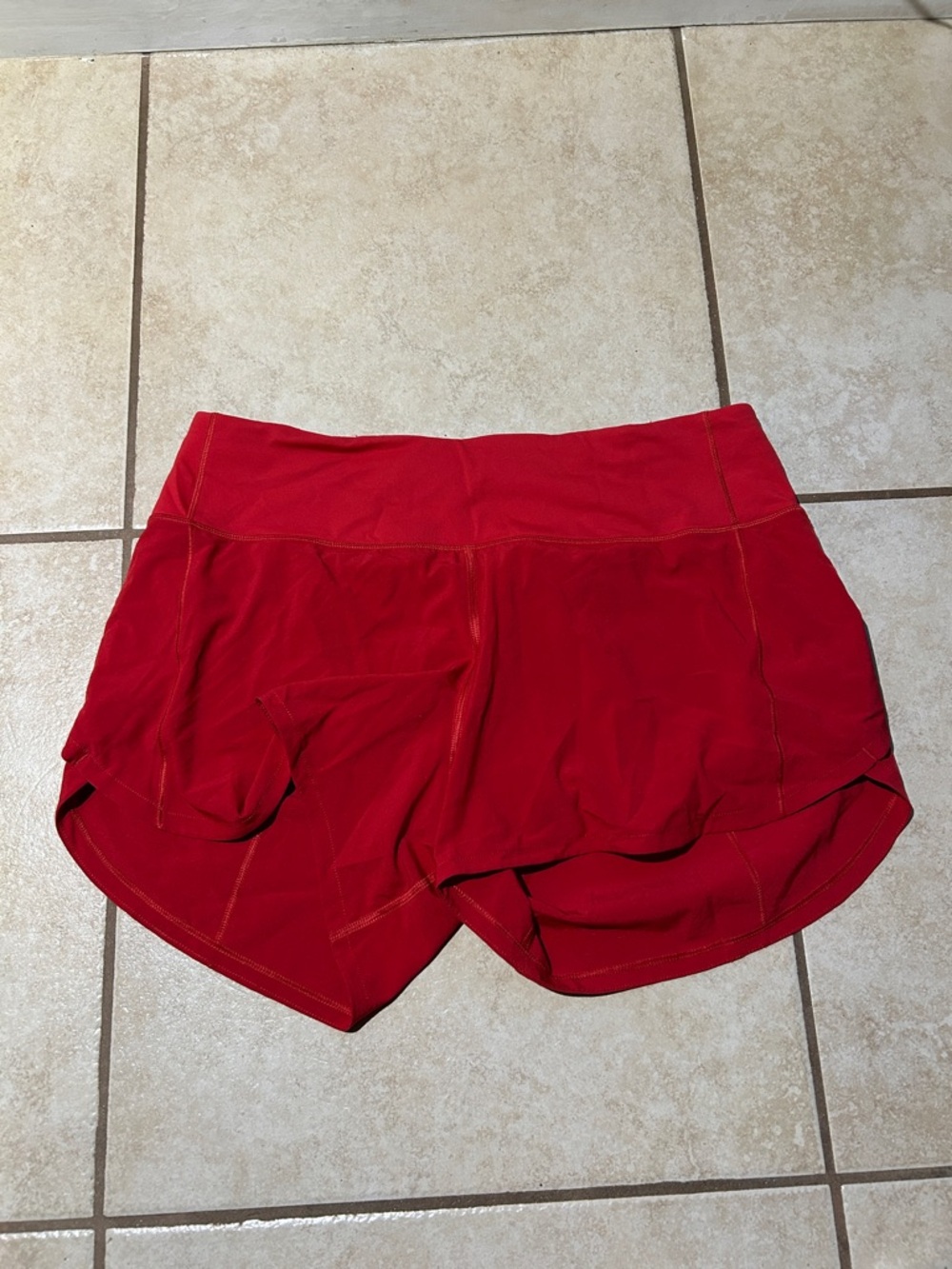 lululemon athletica Women’s Bright Red Athletic Shorts with Built-In Liner - Picture 2 of 3